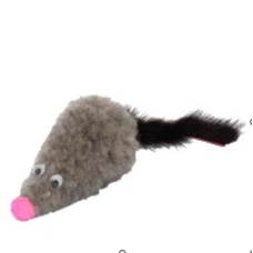 Игрушка GoSi для кошек Мышь с кошачьей мятой, натуральная норка, цвет серый, 6 см