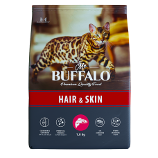 Mr.Buffalo Сухой корм для взрослых кошек, для здоровой кожи и красивой шерсти, с лососем, 1,8 кг