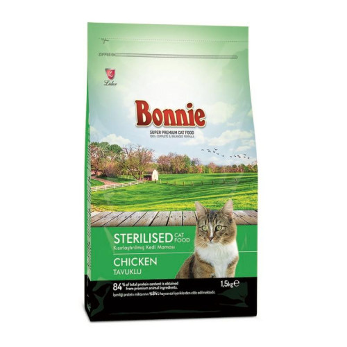 BONNIE сухой корм для кастрированных котов и стерилизованных кошек, с курицей, 1,5 кг