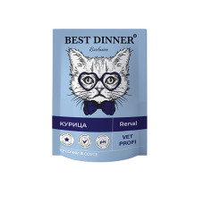Бест Диннер пауч Exclusive Vet Profi Renal для взрослых кошек, кусочки в соусе с курицей, 85 г