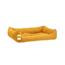 Моськи-Авоськи Лежанка "Бархат" прямоугольная пухлая с подушкой, 78х56х20 см, цвет охра