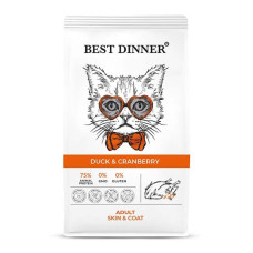 Бест Диннер Adult Cat сухой корм для кошек для ухода за кожей и шерстью, утка и клюква, 0,4 кг