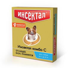 ИНСЕКТАЛ Комбо капли от клещей, блох и гельминтов, для собак, 1-4 кг 0,4мл